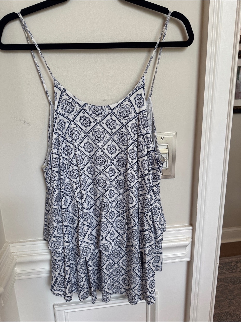 miami Blue and White Printed Spaghetti Strap Camisole